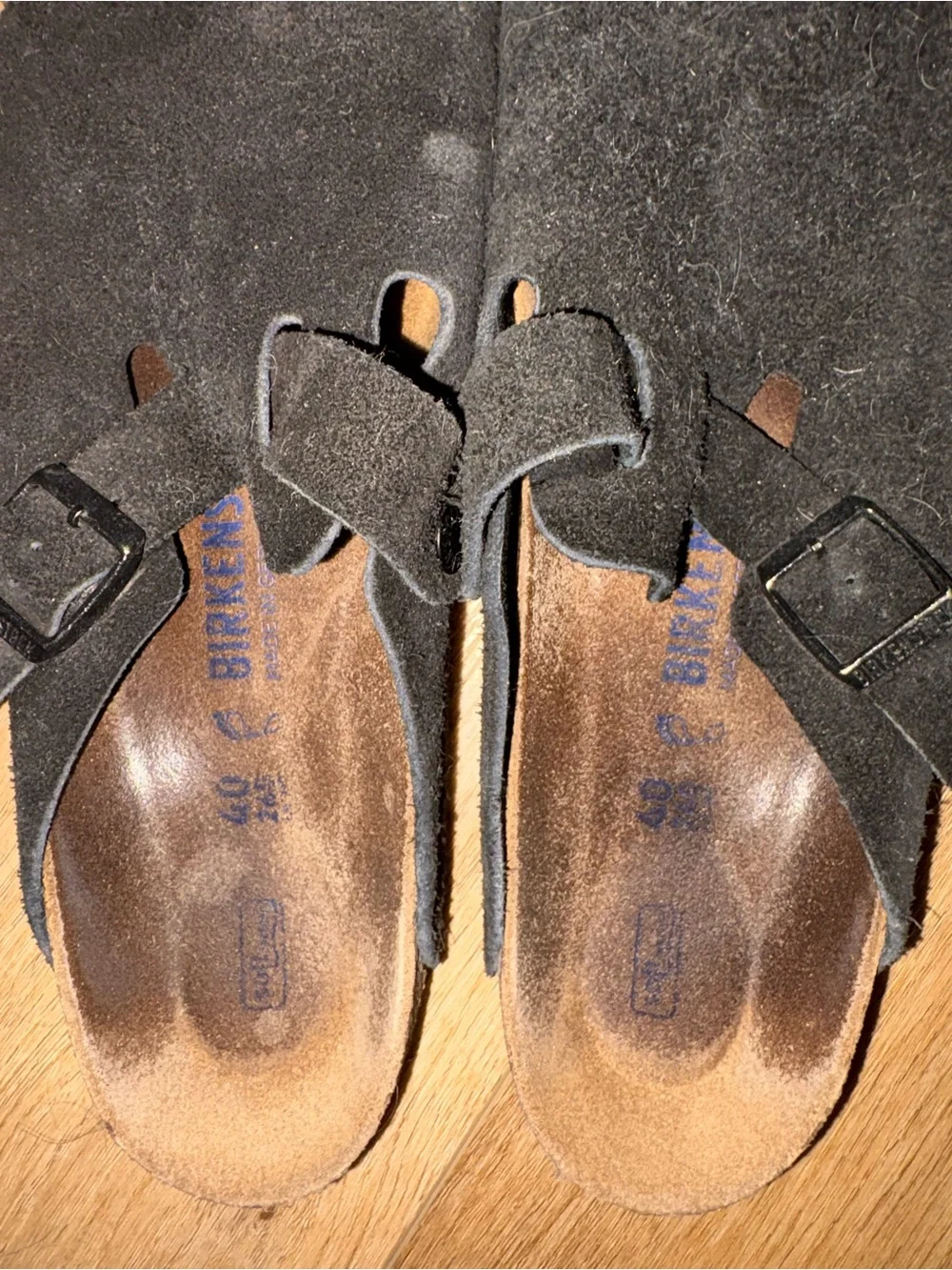 Black Suede Slip-On Clogs with Buckle 40 - Picture 2 of 5